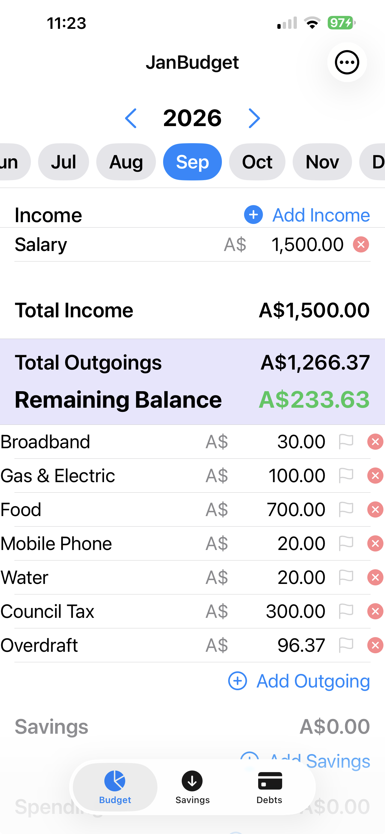 Budget Pal Personal budget tracker — app interface screenshot 2